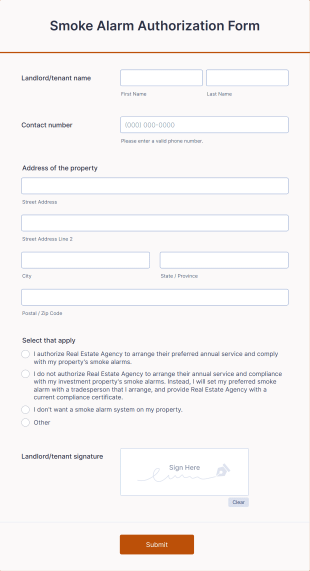 Smoke Alarm Authorization Form Template