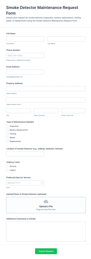 Smoke Detector Maintenance Request Form Template