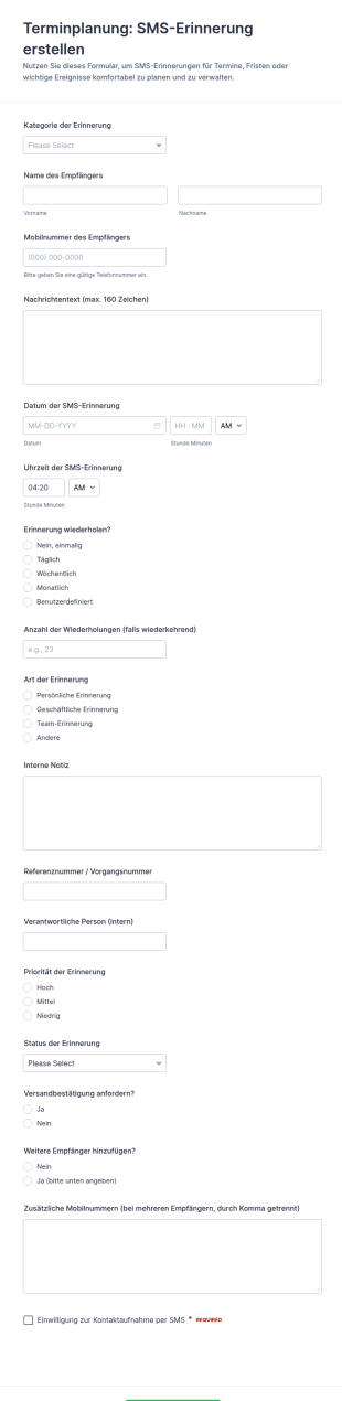 SMS Erinnerungsplanung