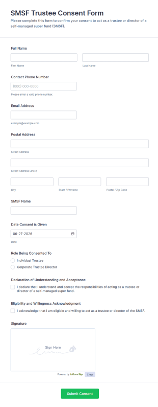 SMSF Trustee Consent Form Template