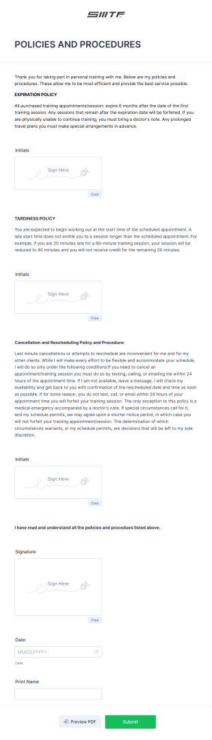 Smtf Policies And Procedures Form Template
