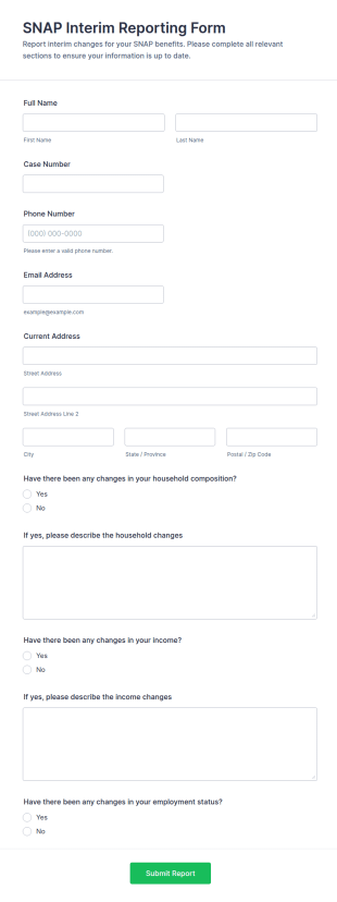 SNAP Interim Reporting Form Template