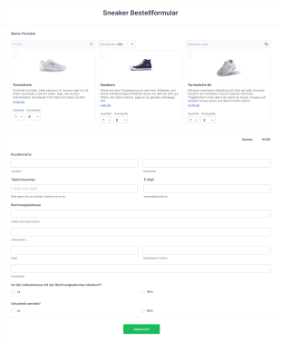 Sneaker Bestellformular