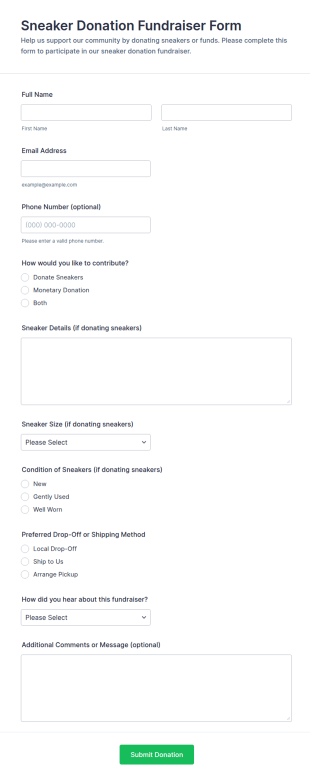 Sneaker Donation Fundraiser Form Template