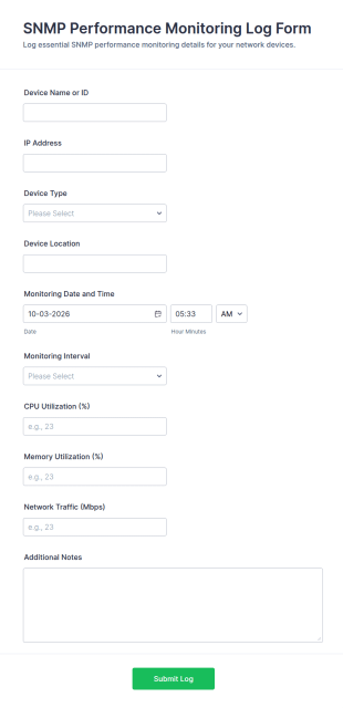 SNMP Performance Monitoring Log Form Template