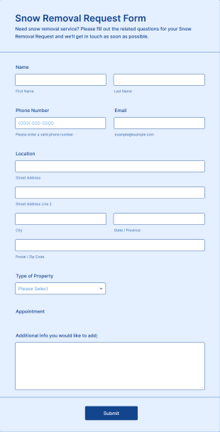 Snow Removal Request Form Template