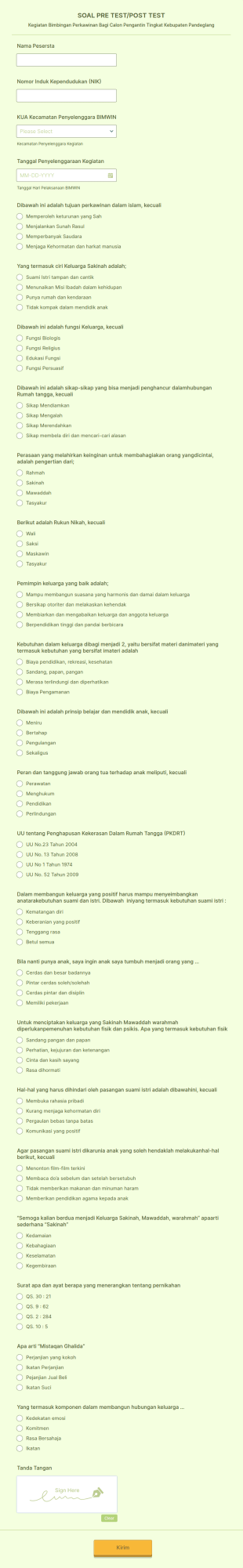 Soal Pre Test/Post Test
