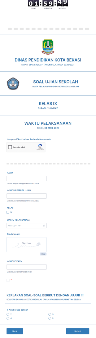 Soal Ujian Sekolah (Us) Pai 2021