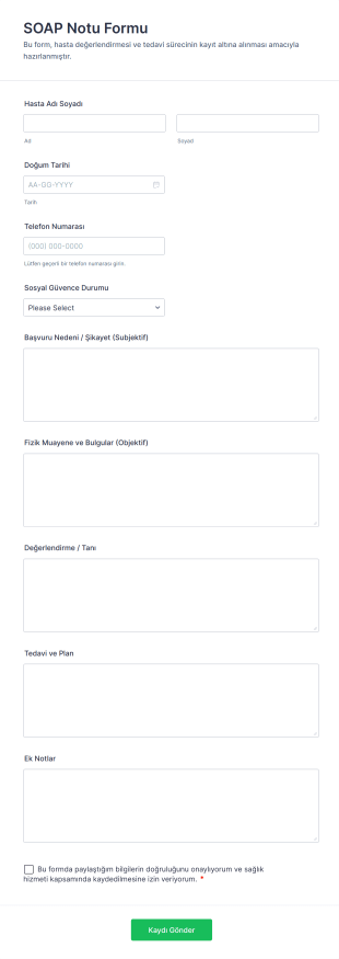 SOAP Notu Form Template