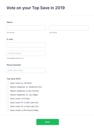 Soccer Top Saves Voting Form Template