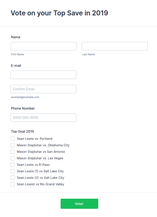 Soccer Top Saves Voting Form Template
