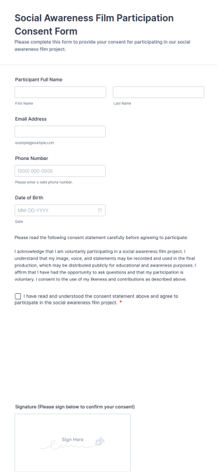 Social Awareness Film Participation Consent Form Template