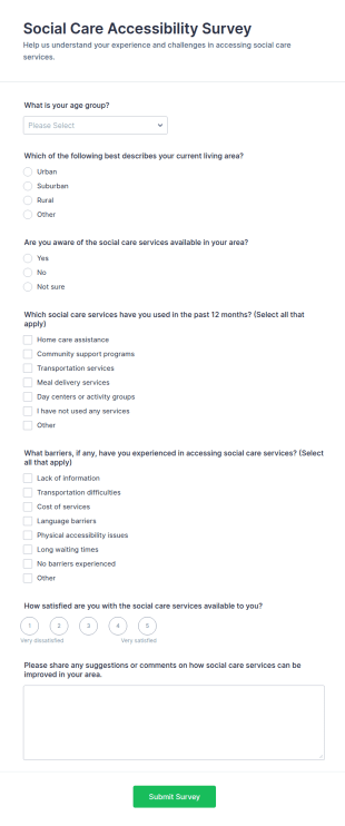 Social Care Accessibility Survey Form Template