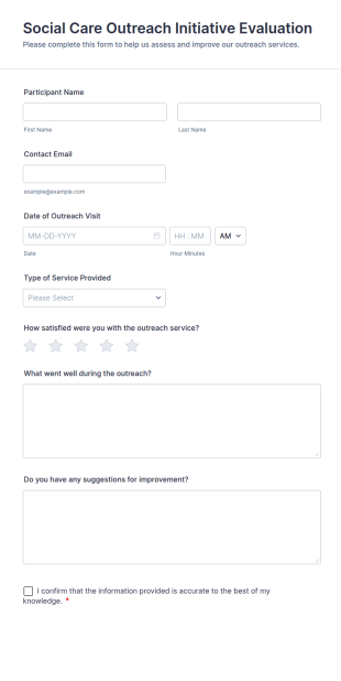 Social Care Outreach Initiative Evaluation Form Template
