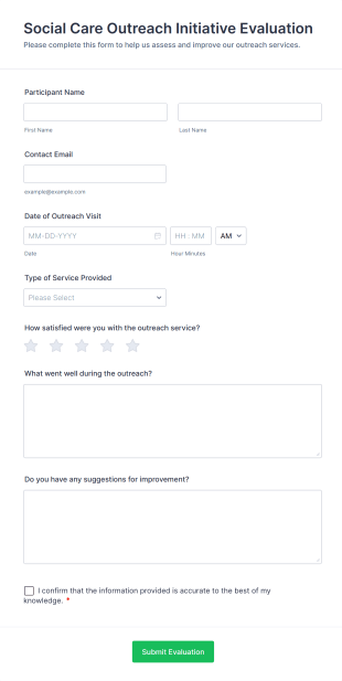 Social Care Outreach Initiative Evaluation Form Template