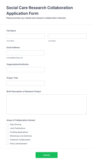 Social Care Research Collaboration Application Form Template