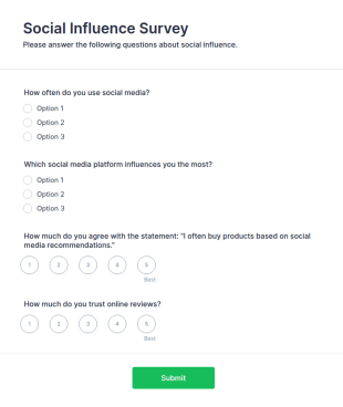 Social Influence Survey Form Template