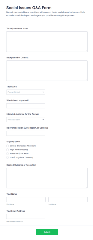 Social Issues Q&A Form Template