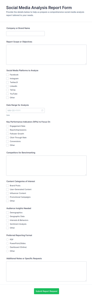 Social Media Analysis Report Form Template