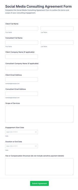 Social Media Consulting Agreement Form Template
