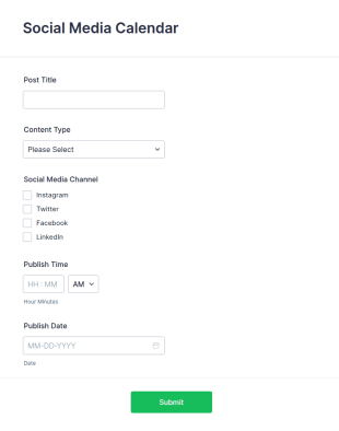 Social Media Content Request Form Template