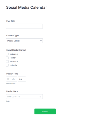 Social Media Content Request Form Template