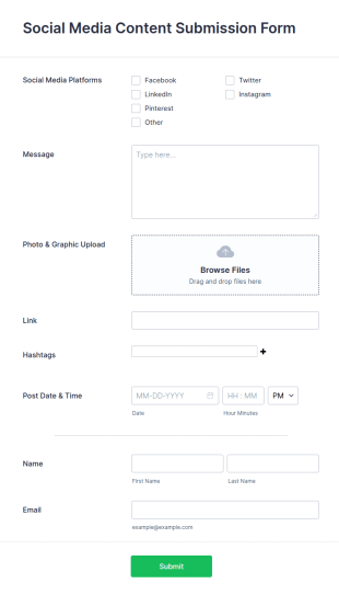 Social Media Content Submission Form Template