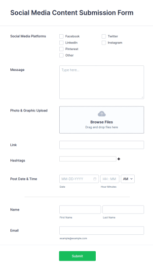 Social Media Content Submission Form Template