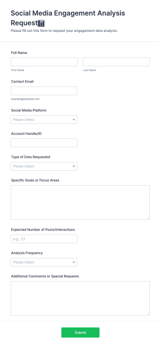 Social Media Engagement Analysis Request📊 Form Template