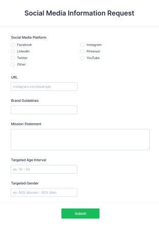 Social Media Information Request Form Template