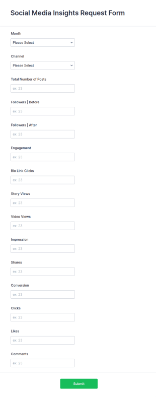 Social Media Insights Request Form Template