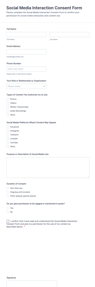 Social Media Interaction Consent Form Template
