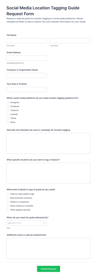Social Media Location Tagging Guide Request Form Template