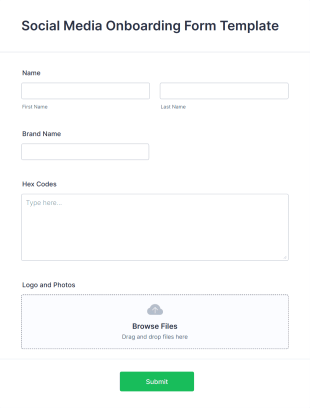 Social Media Onboarding Form Template