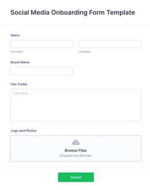 Social Media Onboarding Form Template