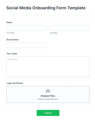 Social Media Onboarding Form Template