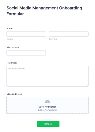 Social Media Management Onboarding Formular Form Template
