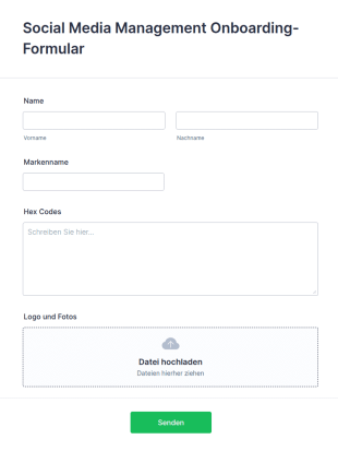 Social Media Management Onboarding Formular