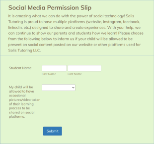 Social Media Permission Slip Form Template