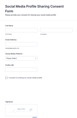 Social Media Profile Sharing Consent Form Template
