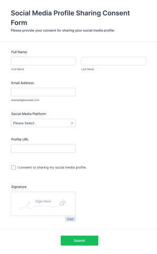 Social Media Profile Sharing Consent Form Template