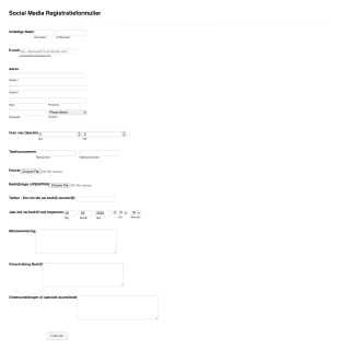 Social Media Registratieformulier Form Template