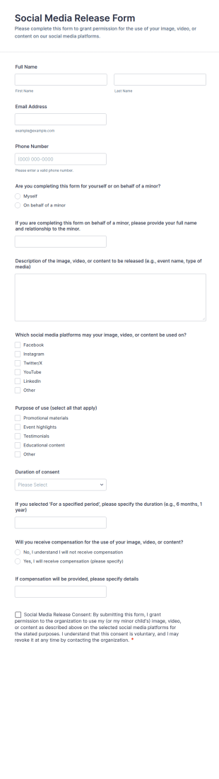 Social Media Release Form Template