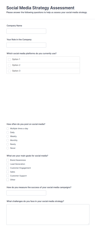 Social Media Strategy Assessment Form Template