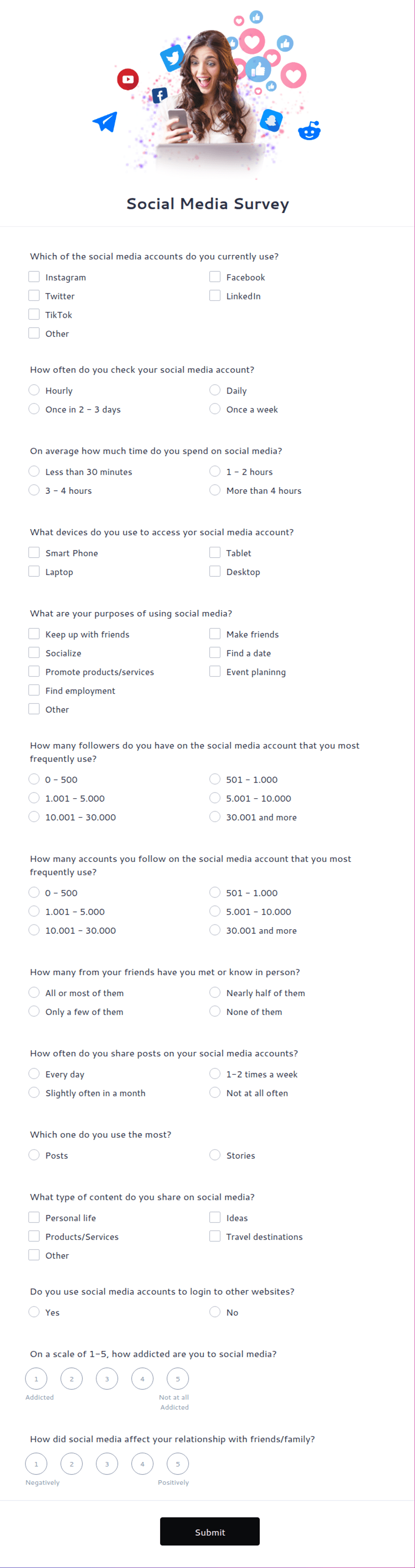 Social Media Survey Form Template | Jotform