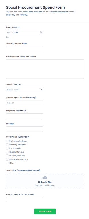 Social Procurement Spend Form Template