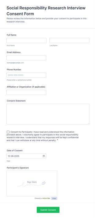 Social Responsibility Research Interview Consent Form Template