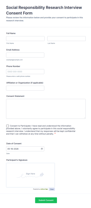 Social Responsibility Research Interview Consent Form Template