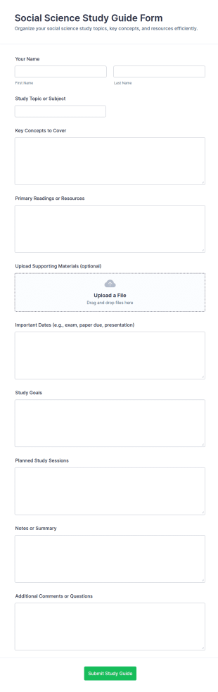 Social Science Study Guide Form Template