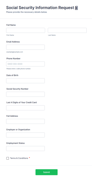 Social Security Information Request 📄 Form Template